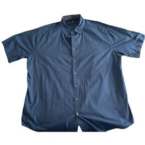 Beverly Hills Polo Club Navy Geometric Short Sleeve Button Down 3XB EUC